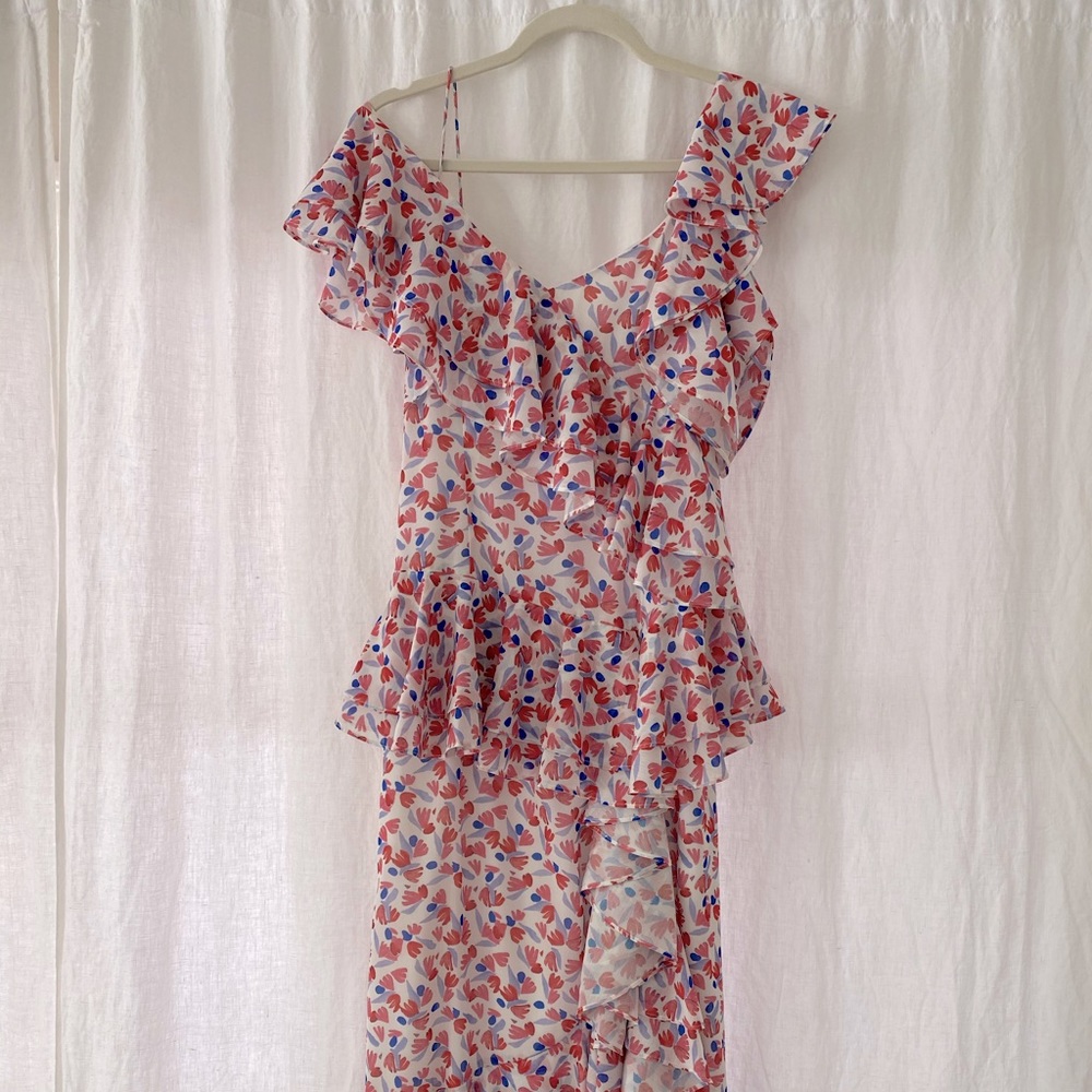 AMUR ruffle midi dress